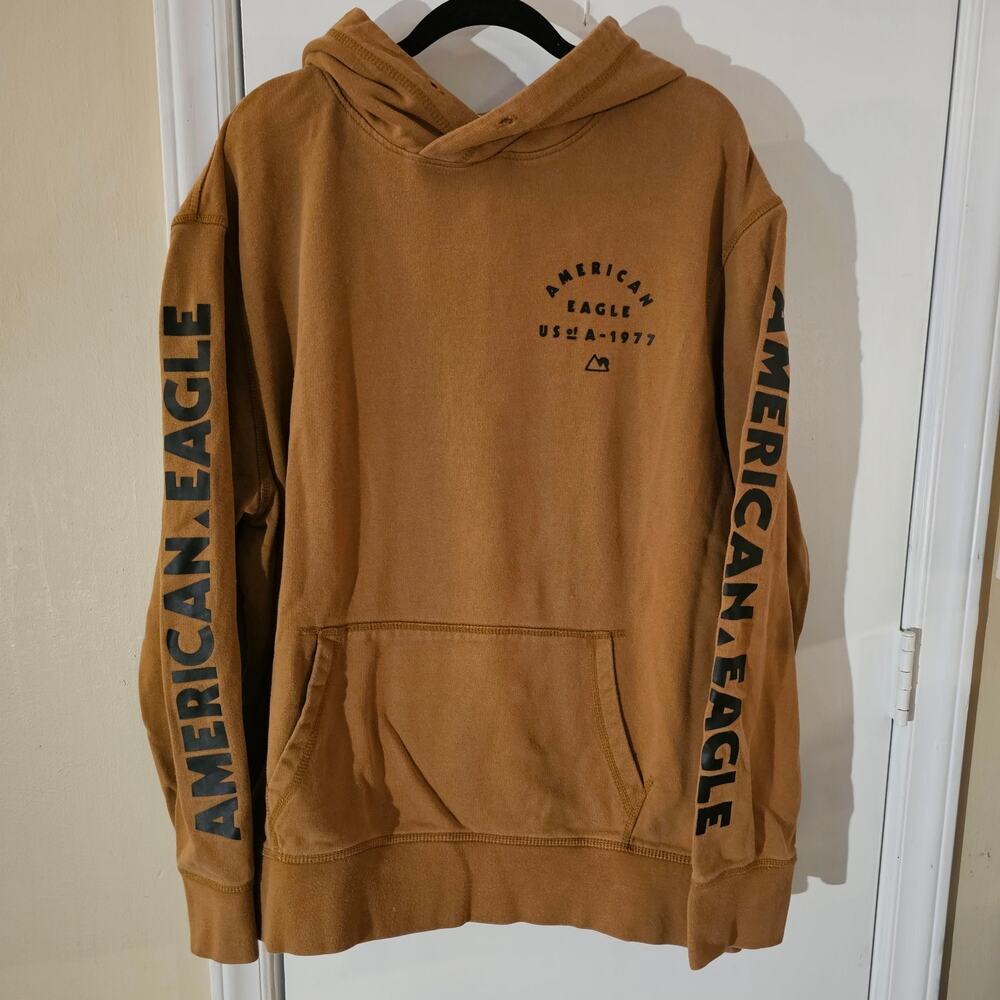American Eagle Hoodie Sz XXL Y2K Camel Utility Skater Grunge Street Gorpcore Alt
